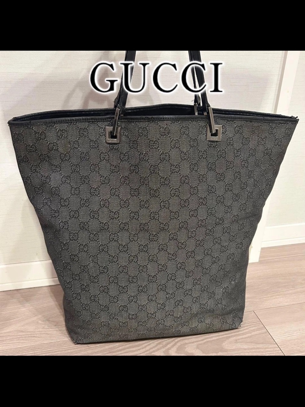 Gucci Black GG Monogram Tote Bag